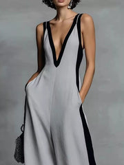 Deep V-Neck Wide-Leg Jumpsuit — view 7