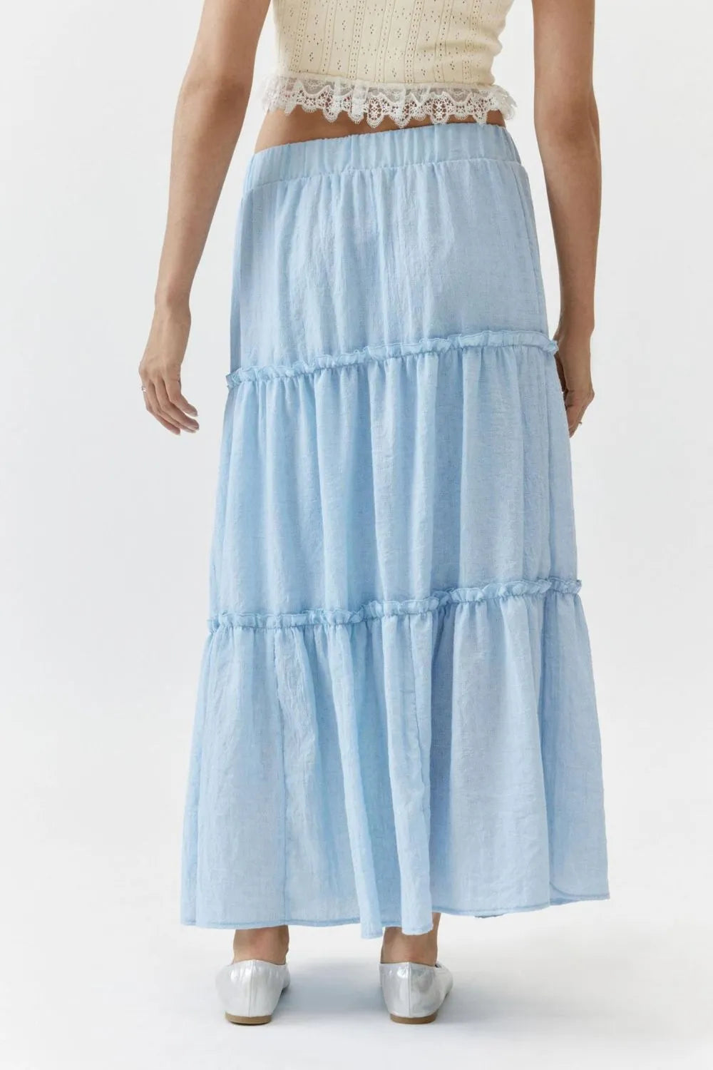 Chic Frill Elastic Waist Skirt for Effortless Style — view 7