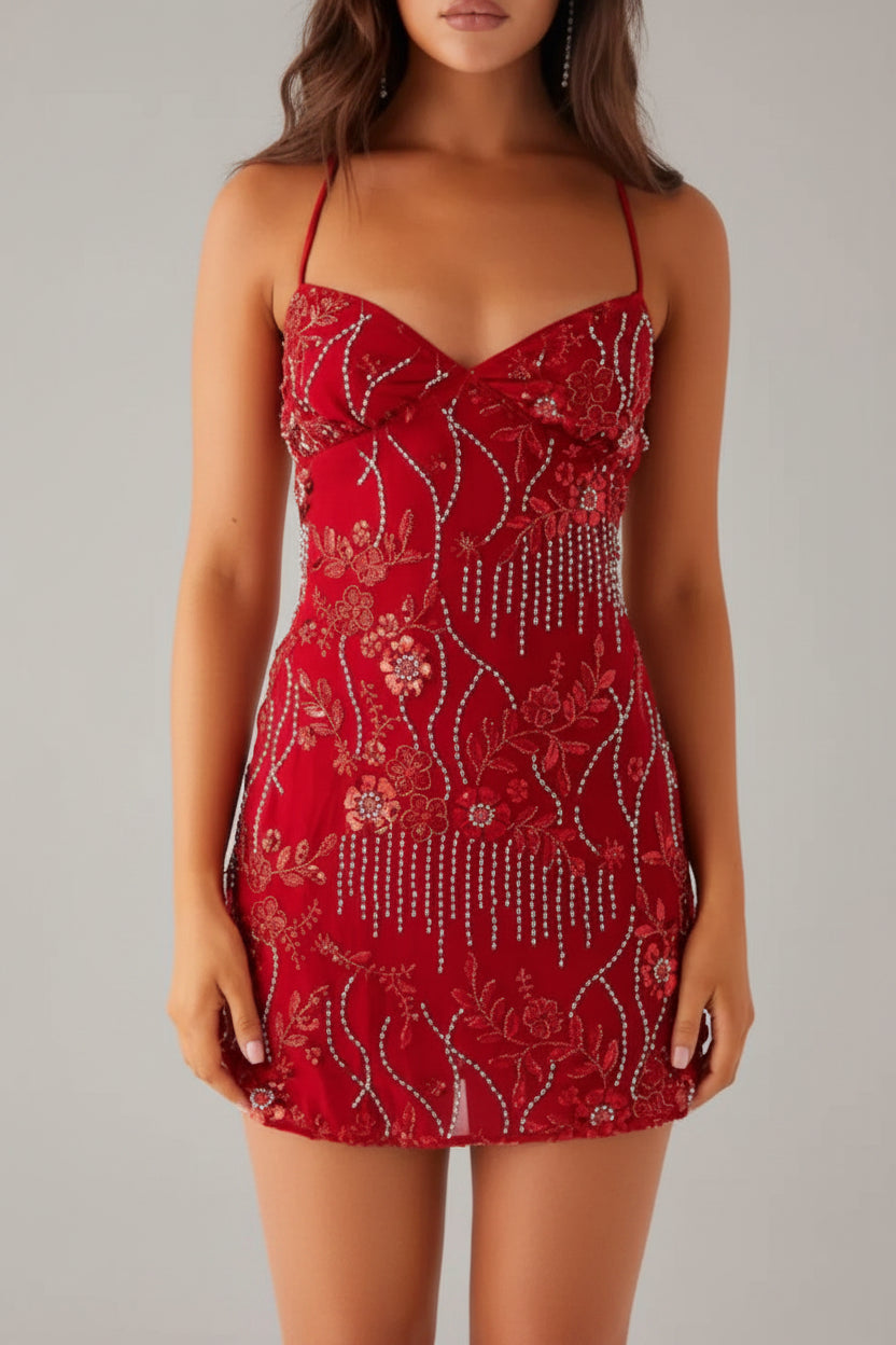 Beaded Floral Mini Dress: A Touch of Elegance for Any Occasion — view 27