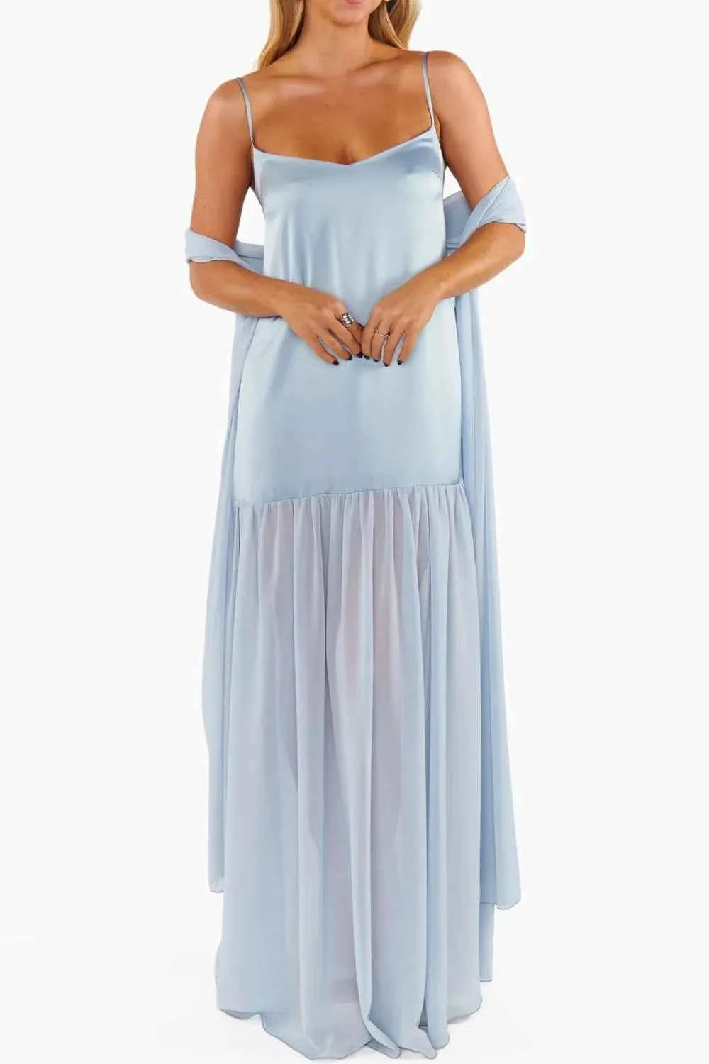 Adjustable Strap Maxi Cami Dress with Scarf — view 5