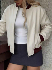 Contrast Trim Zip Up Jacket - Stylish Comfort for Everyday Wear — view 3
