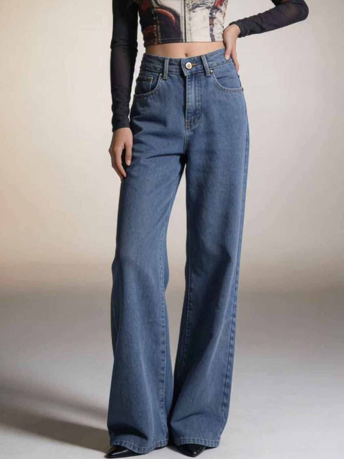 Bow Back Wide Leg Jeans - Effortless Style and Comfort — view 3
