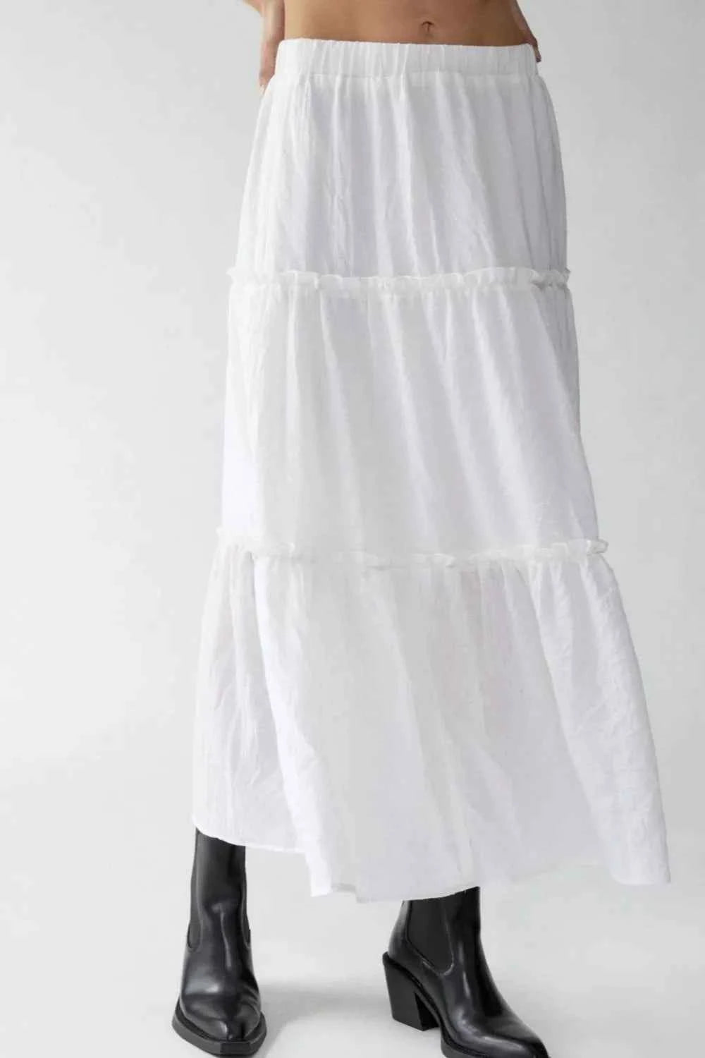 Chic Frill Elastic Waist Skirt for Effortless Style