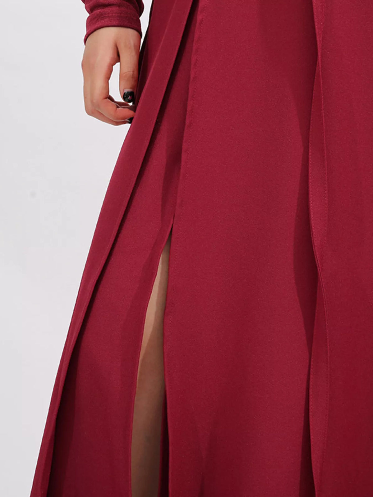 Slit Spaghetti Strap Long Sleeve Dress — view 9