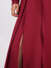 Slit Spaghetti Strap Long Sleeve Dress — view 9