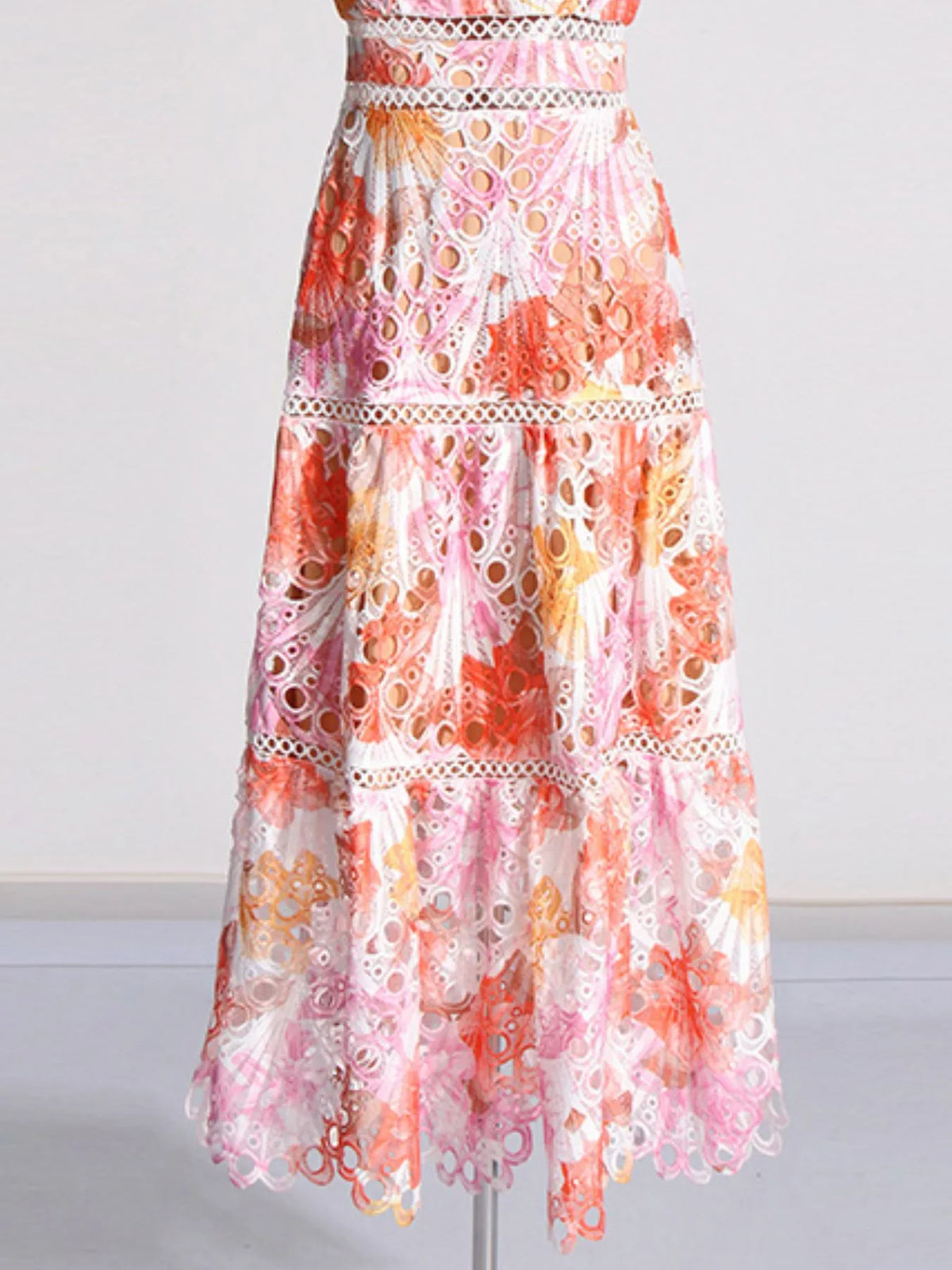 Ruffled Hollow Out Tiered Midi Dress — view 12
