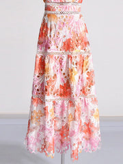 Ruffled Hollow Out Tiered Midi Dress — view 12