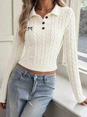 Cable Knit Long Sleeve Sweater — view 3
