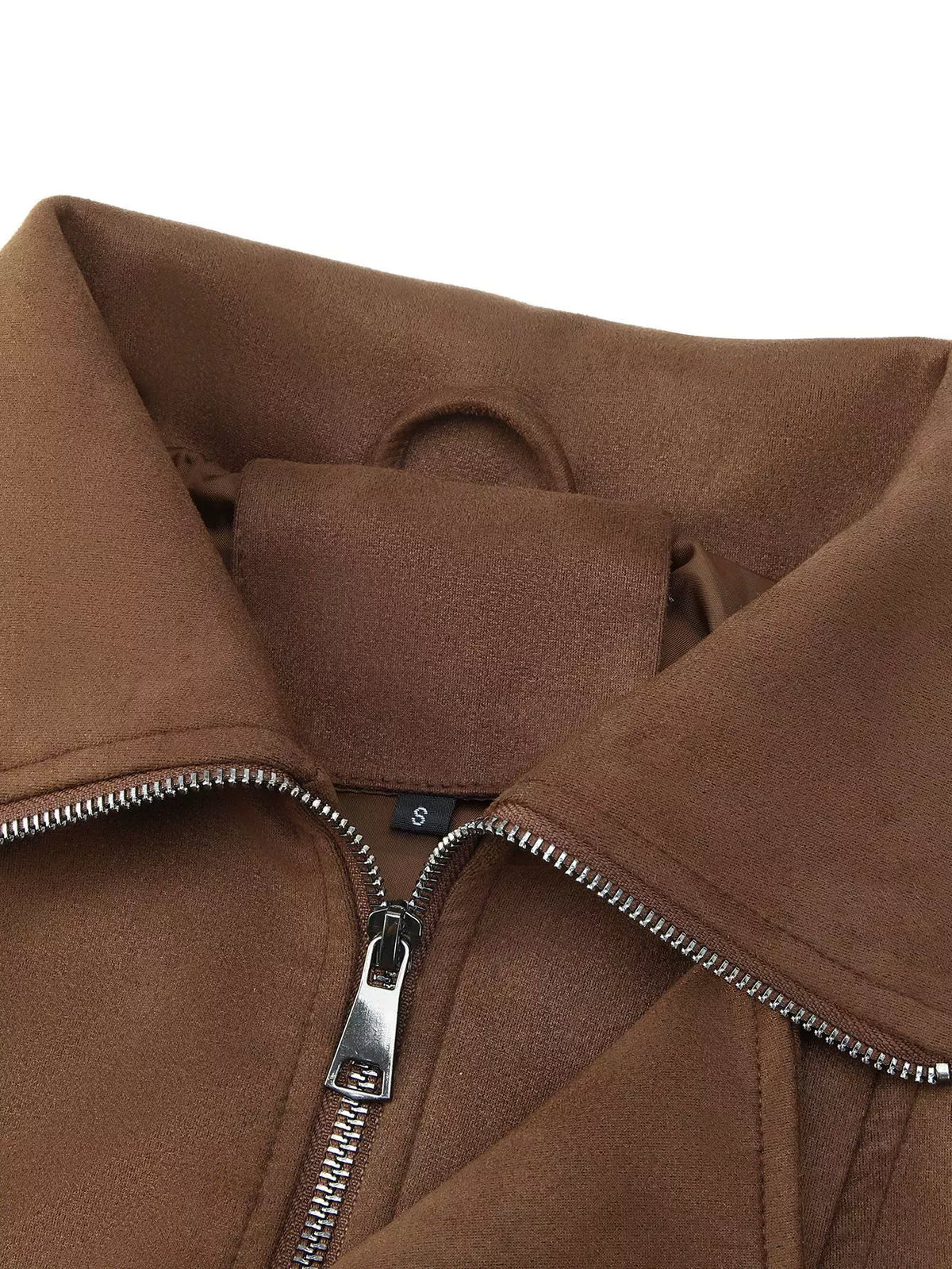 Asymmetrical Zipper Moto Jacket with Belt Detail — view 5