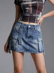 Washed Cargo Denim Skirt - Versatile Style Meets Comfort — view 12