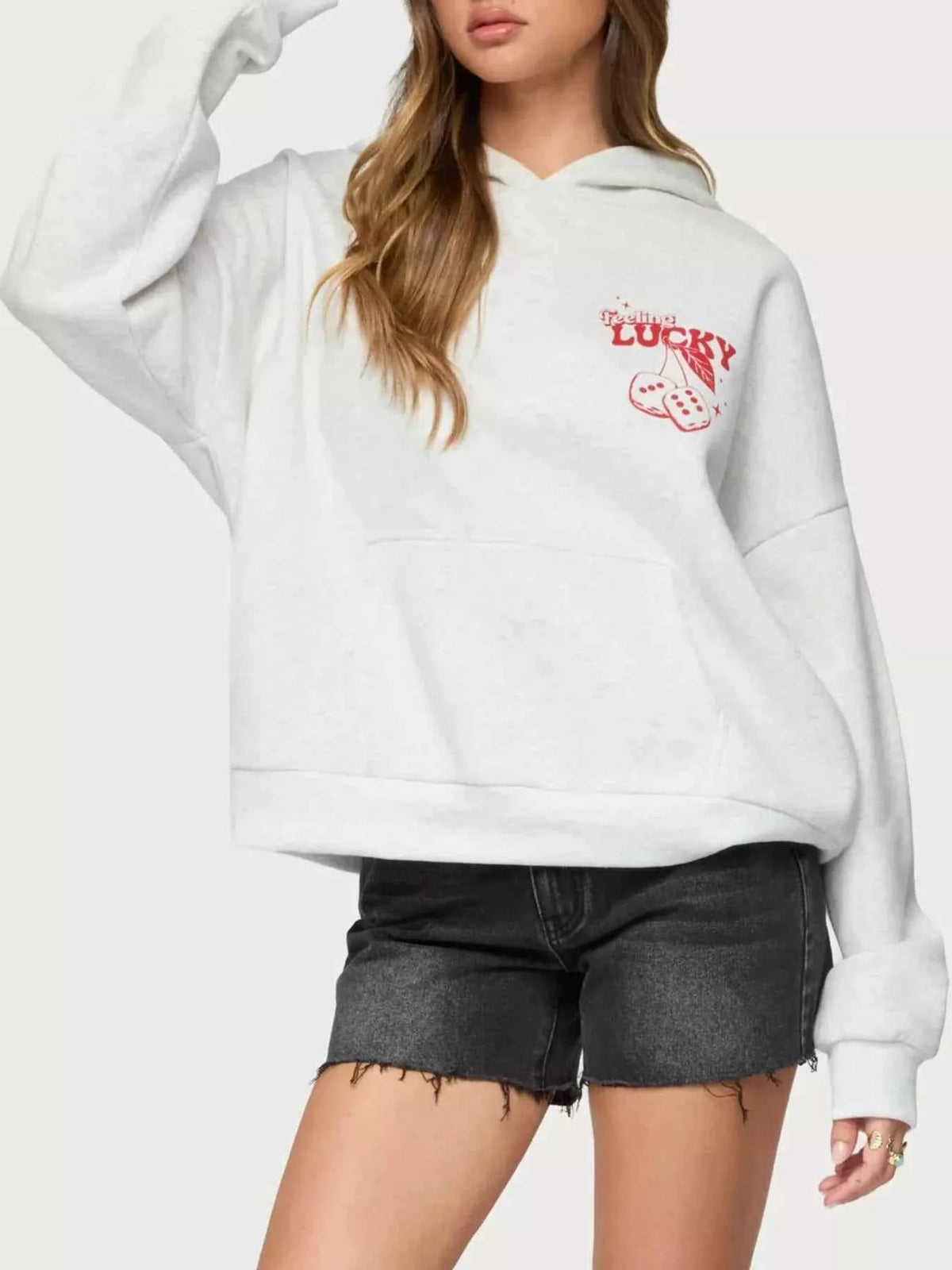 Drop Shoulder Graphic Hoodie with Kangaroo Pocket — view 1