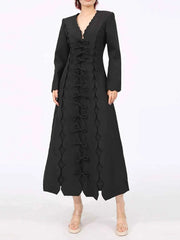 Long Sleeve Bow Front Midi Dress — view 2