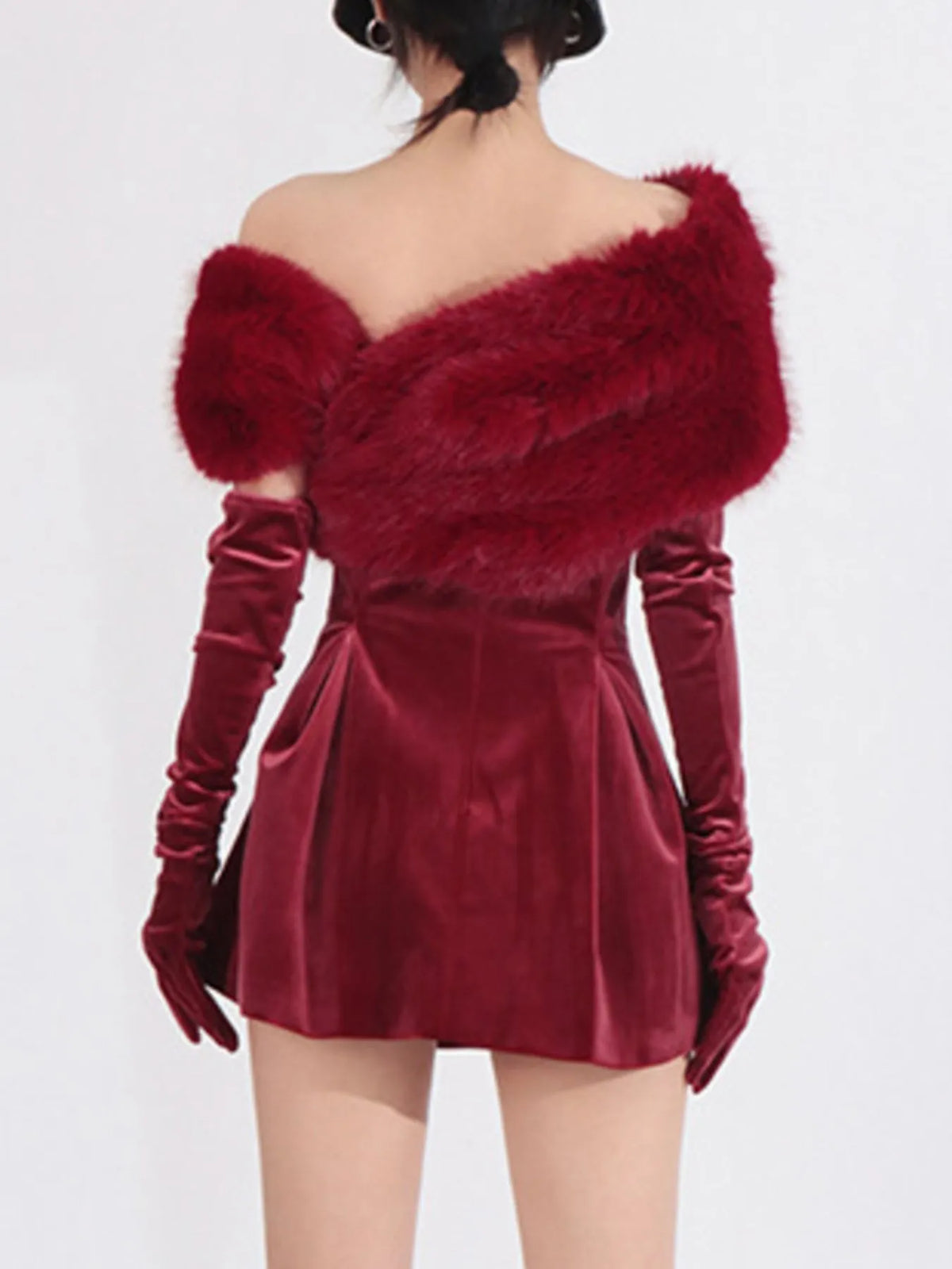 Fuzzy Off Shoulder Mini Dress — view 8