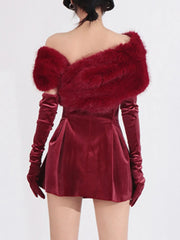 Fuzzy Off Shoulder Mini Dress — view 8