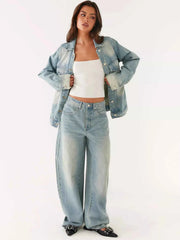 Button Up Denim Jacket and Jeans Set - Effortless Style — view 2