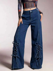 Lace-Up Wide Leg Jeans - Chic Comfort for Every Occasion — view 3
