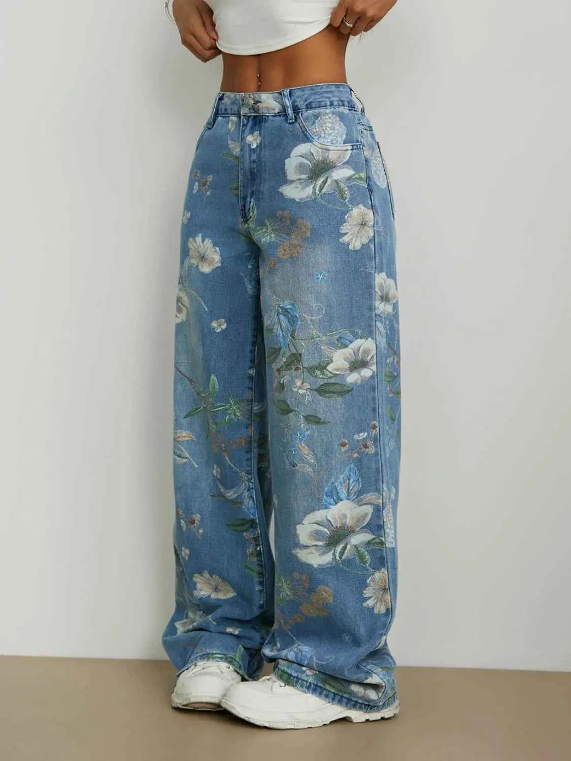 Printed Wide Leg Jeans — view 5