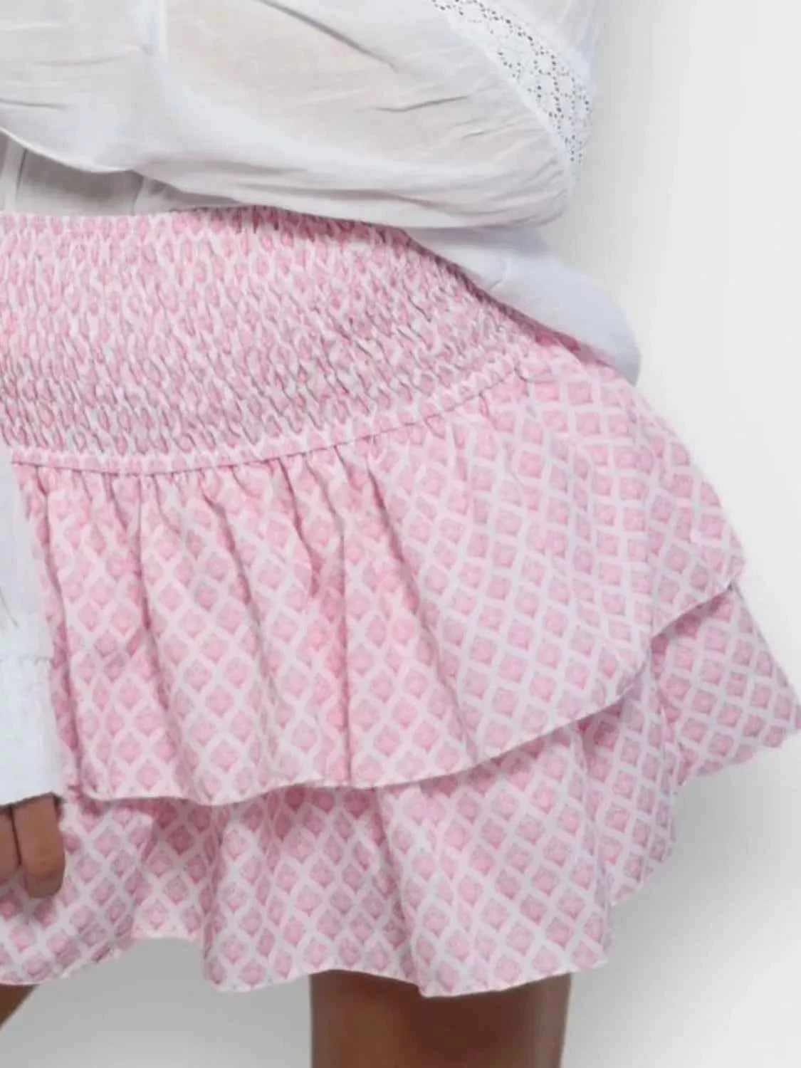 Smocked Wideband Waist Layered Mini Skirt — view 3