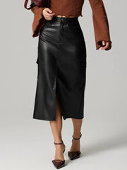 Slit Midi Skirt with Pockets — view 5
