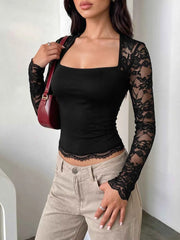 Lace Sleeve Square Neck Top — view 4