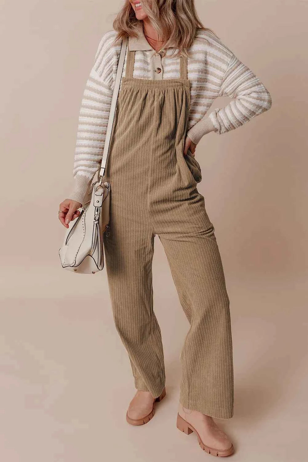 Square Neck Wide Strap Overalls — view 3