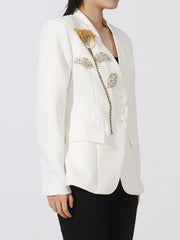 Flower Button Front Long Sleeve Blazer — view 9