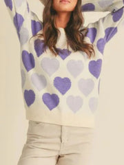 Heart Ribbed Hem Long Sleeve Sweater — view 11