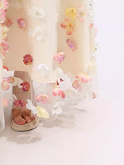 Floral Applique Strapless Tulle Maxi Dress — view 11