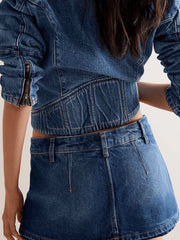Classic Wash Denim Mini Skort - Effortless Style & Comfort — view 5