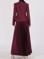 Button Up Long Sleeve Top and Pleated Skirt Set — view 6