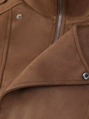 Asymmetrical Zipper Moto Jacket with Belt Detail — view 6