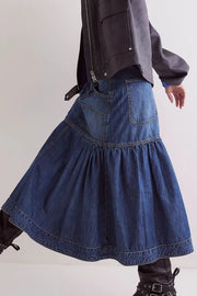Midi Denim Skirt with Pockets — view 6