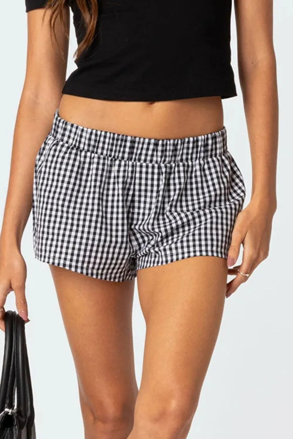 Plaid Elastic Waist Shorts — view 6