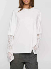 Layered Lace-Sleeve T-Shirt — view 2