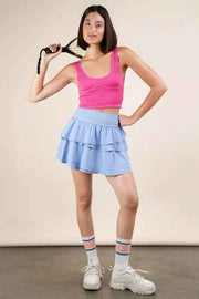 Riffled Tiered Layers Activewear Skirt with Shorts - Stylish & Functional — view 4