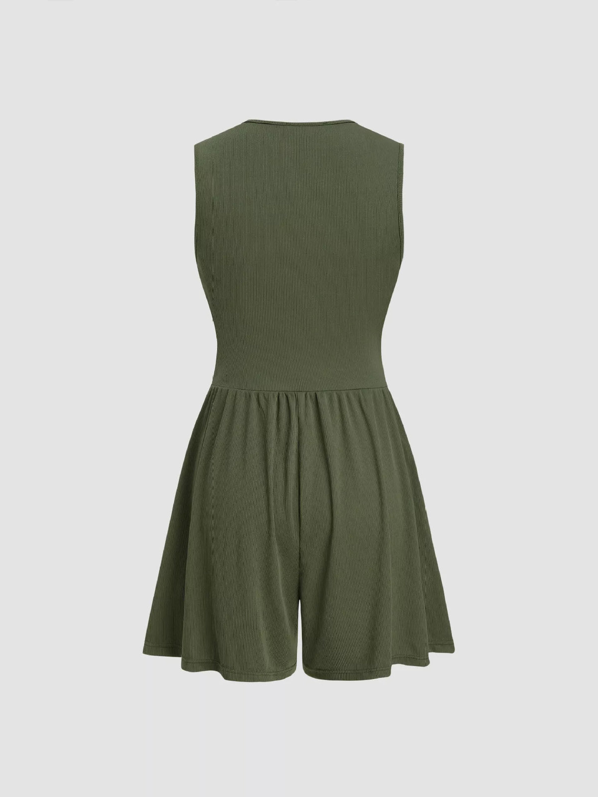 Deep V-Neck Ruched Sleeveless Romper — view 7