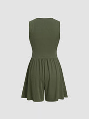 Deep V-Neck Ruched Sleeveless Romper — view 7