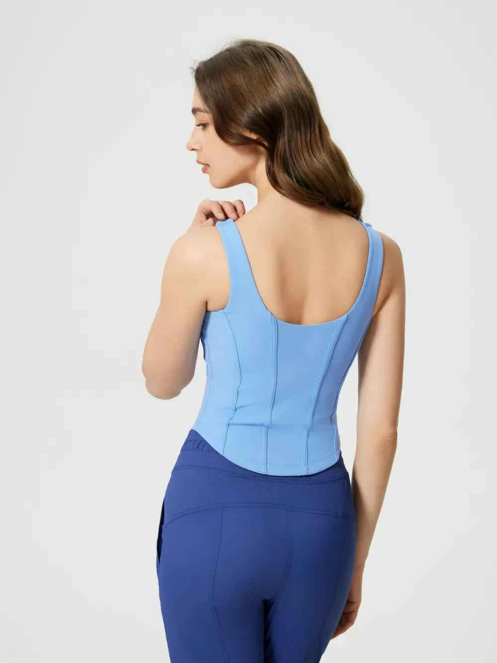 Round Neck Wide Strap Active Tank with Detachable Chest Pads — view 10