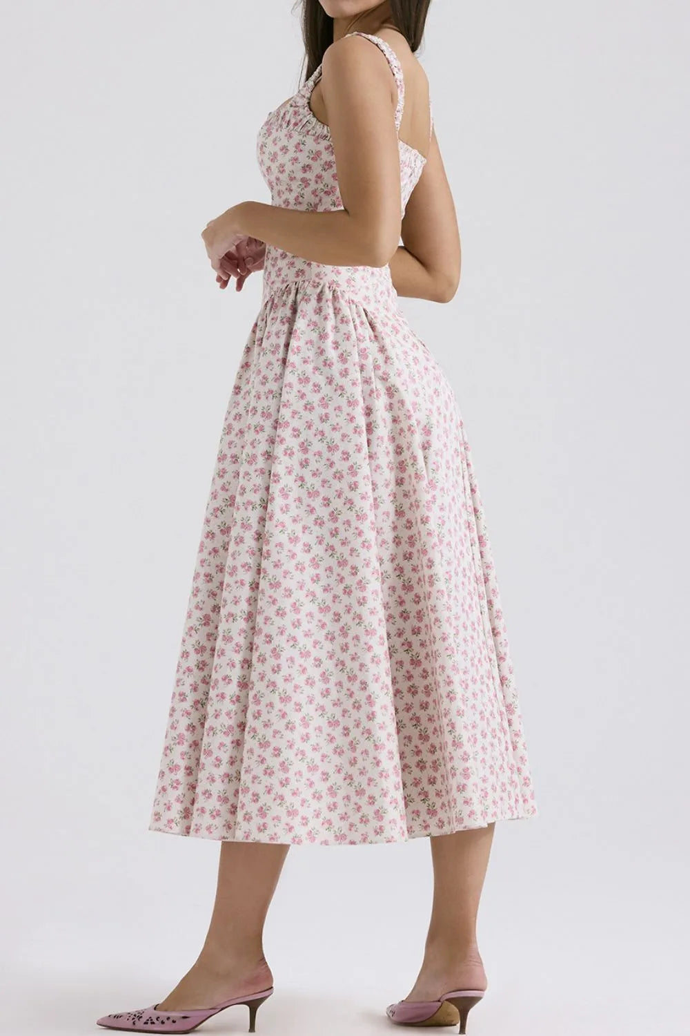 Floral Square Neck Wide Strap Midi Dress — view 5