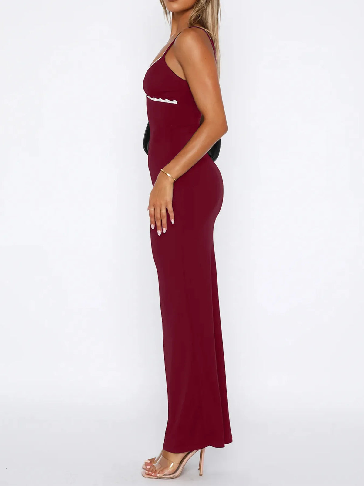 Lace Detail Slim Fit Bodycon Maxi Dress — view 9