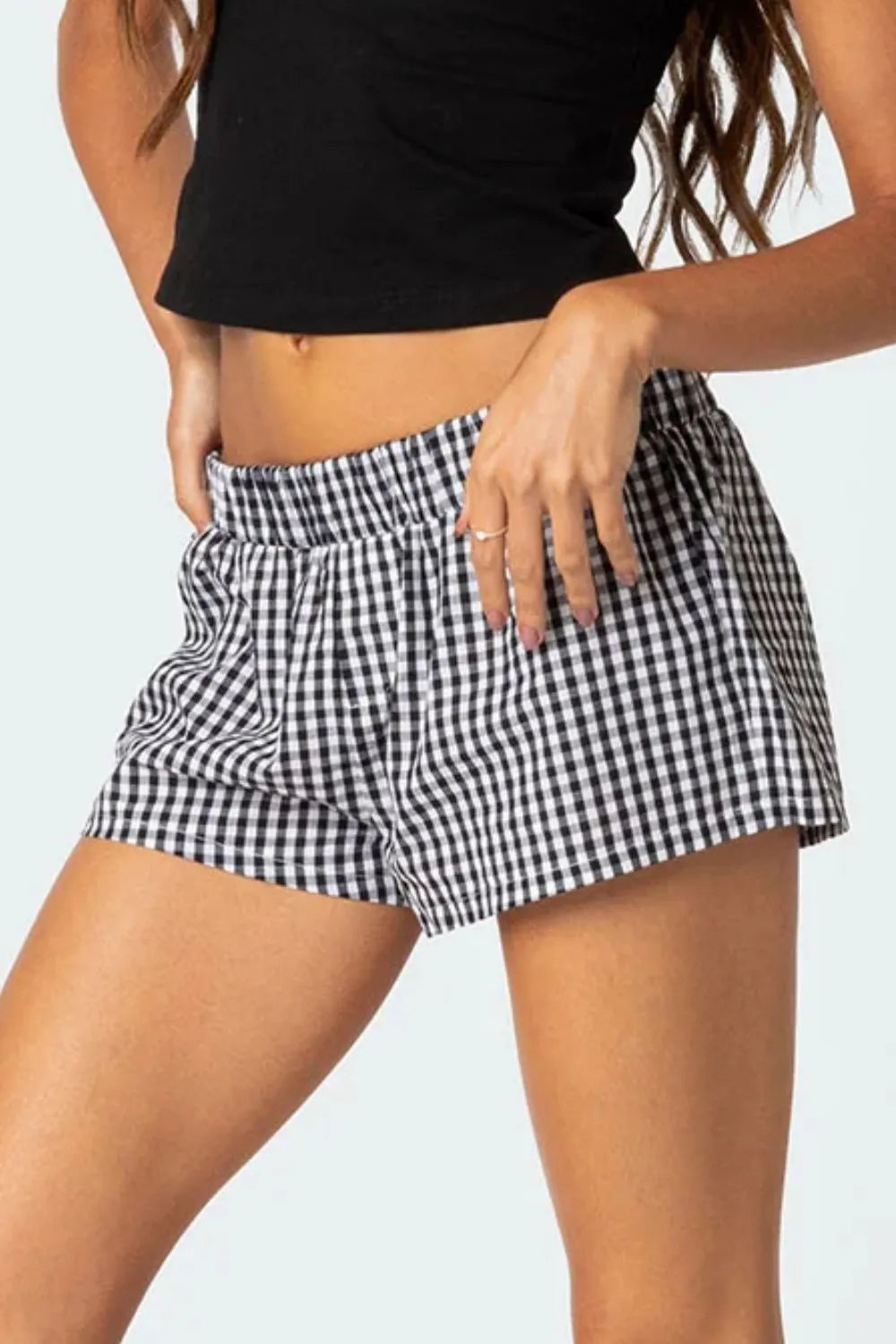 Plaid Elastic Waist Shorts — view 10