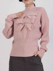 Bow Front Turtleneck Long Sleeve Sweater — view 4