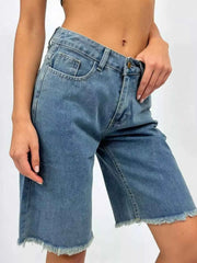 Frayed Hem Relaxed Fit Denim Shorts - Effortless Style and Comfort — view 2