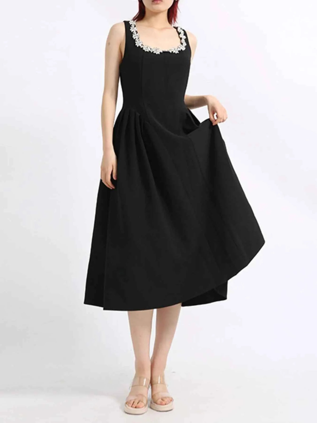 Flower Scoop Neck Sleeveless Dress