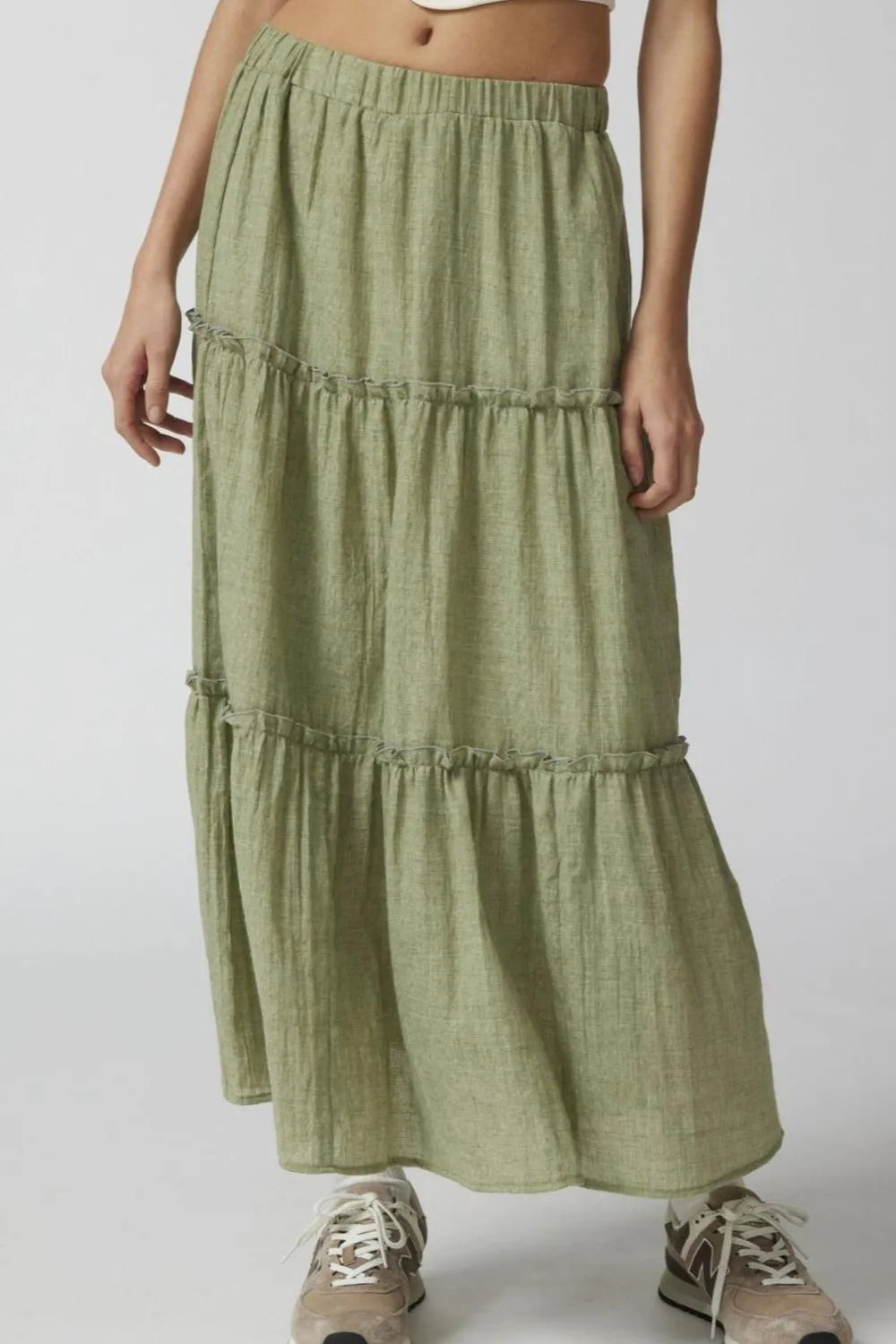 Chic Frill Elastic Waist Skirt for Effortless Style — view 10