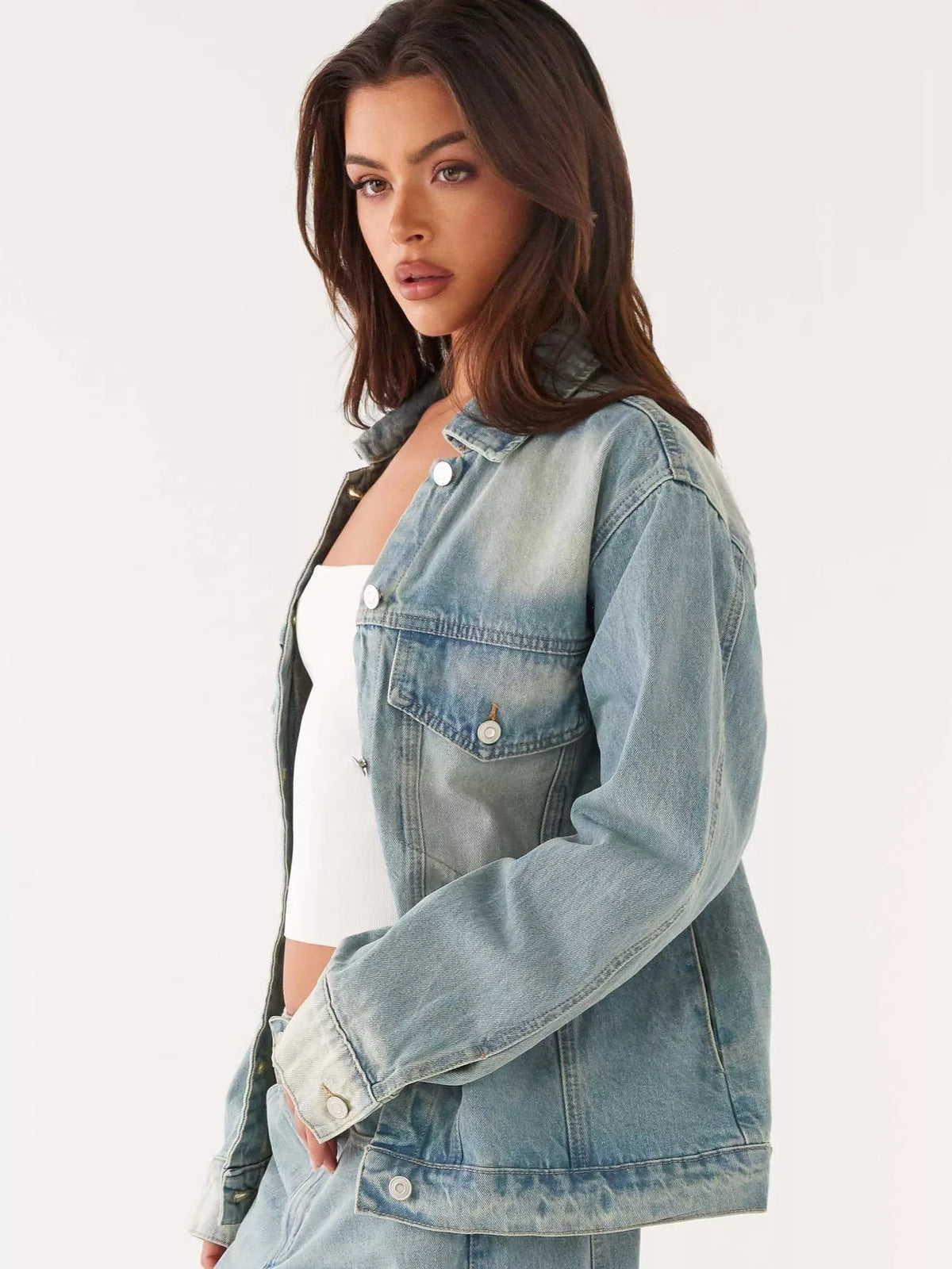 Button Up Denim Jacket and Jeans Set - Effortless Style — view 10