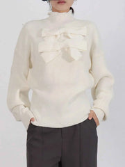 Bow Front Turtleneck Long Sleeve Sweater — view 1