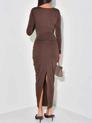 Long Sleeve Tie-Front Bodycon Maxi Dress — view 4