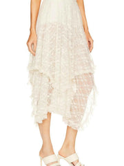 Asymmetrical Lace Midi Skirt — view 2