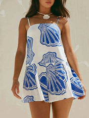 Shell Print Sleeveless Summer Mini Dress — view 1